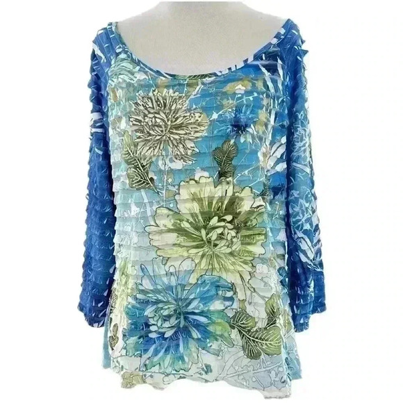 Kaktus womens tops size L multicolored floral lightweight costal granny - Picture 1 of 8